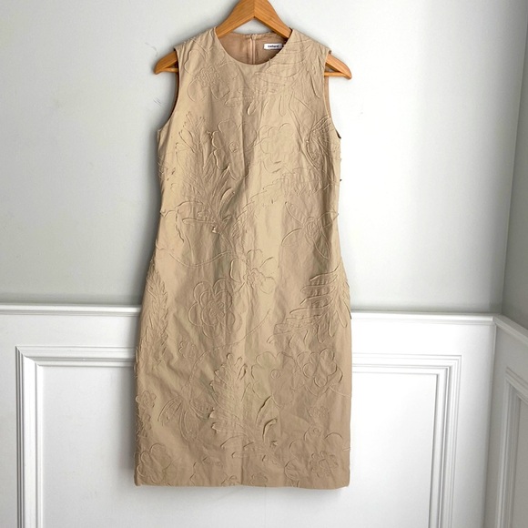 Cacharel Dresses & Skirts - Cacharel Sand Beige Floral Appliqué Sleeveless Midi Occasional Dress sz 8/40